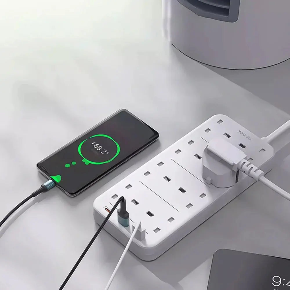 Yesido MC-16 Power Strip with 8 Outlets and 3 USB Ports 3250W