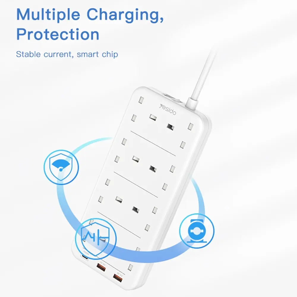 Yesido MC-16 Power Strip with 8 Outlets and 3 USB Ports 3250W
