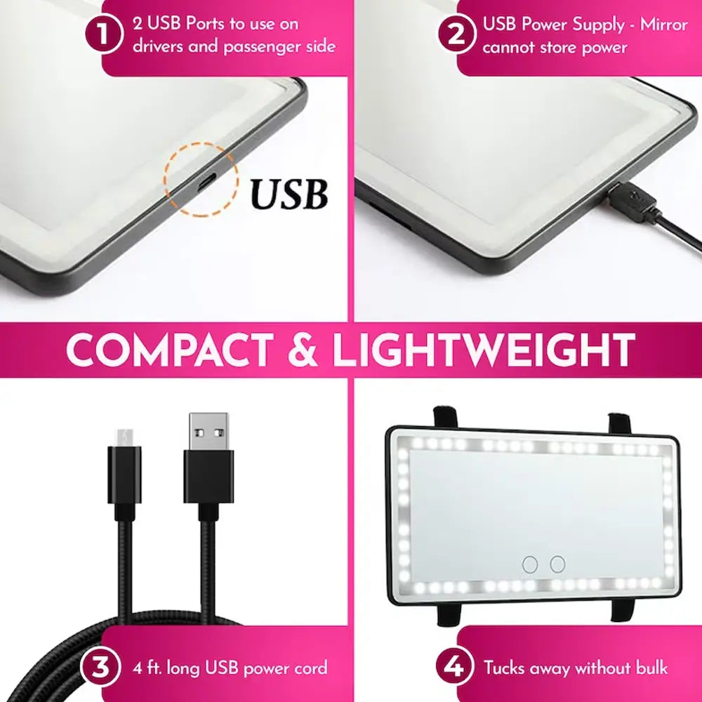 Car Vanity Rechargeable Led Light Car Mirror