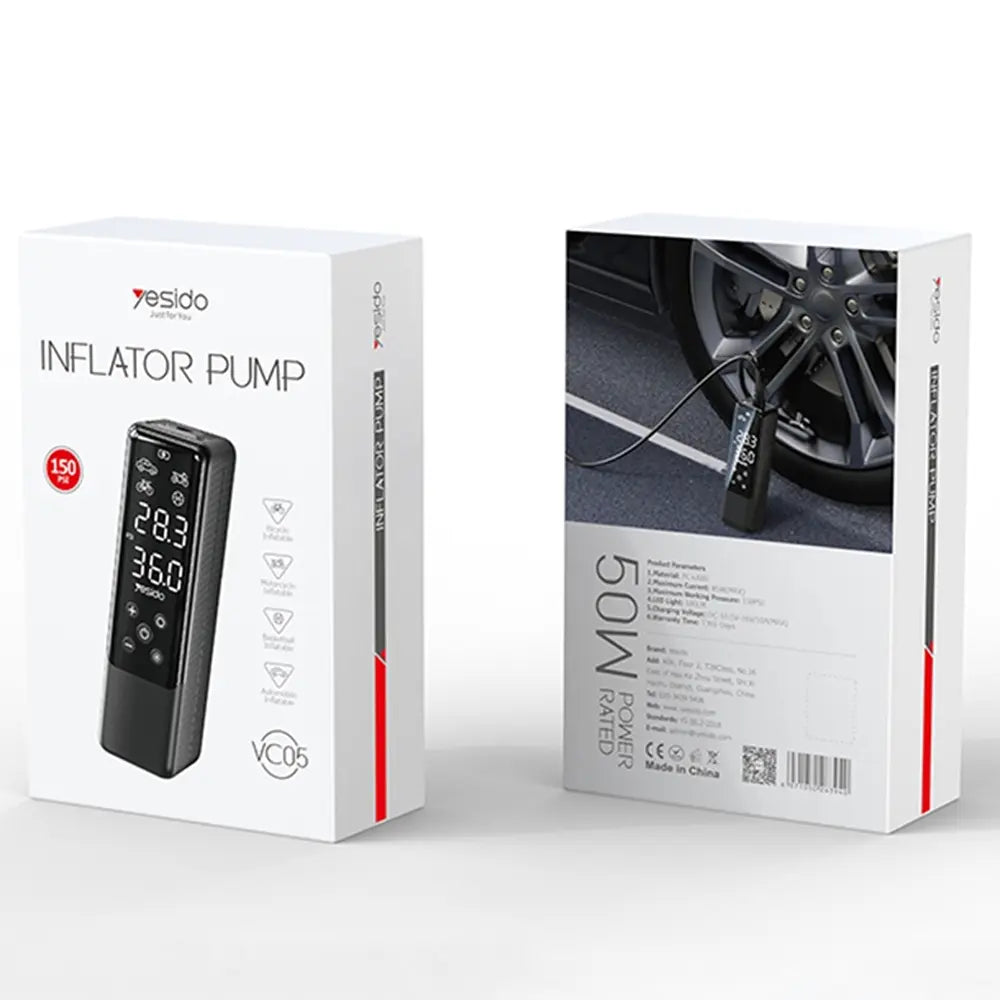 Yesido VC05 Portable Wired Car Mini Air Pump 12-24V 50W