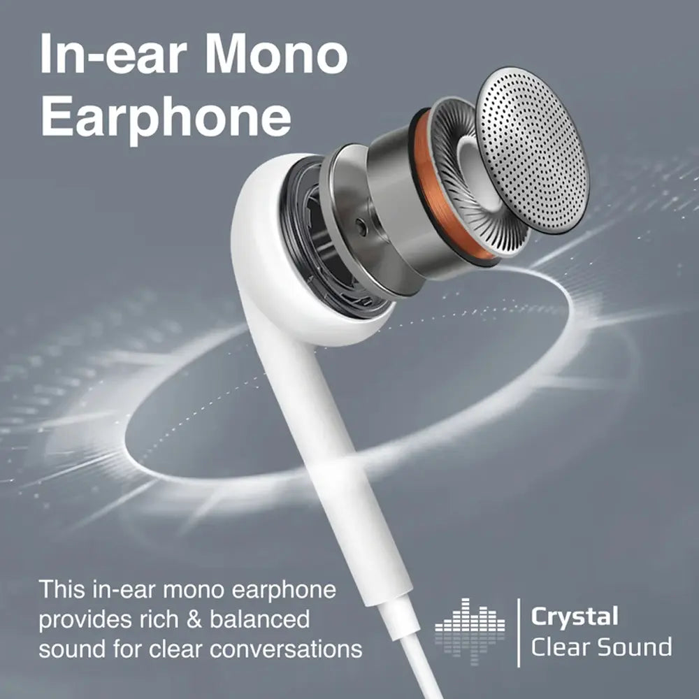 PROMATE Ergonomic In-Ear USB-C Wired Mono Earphone