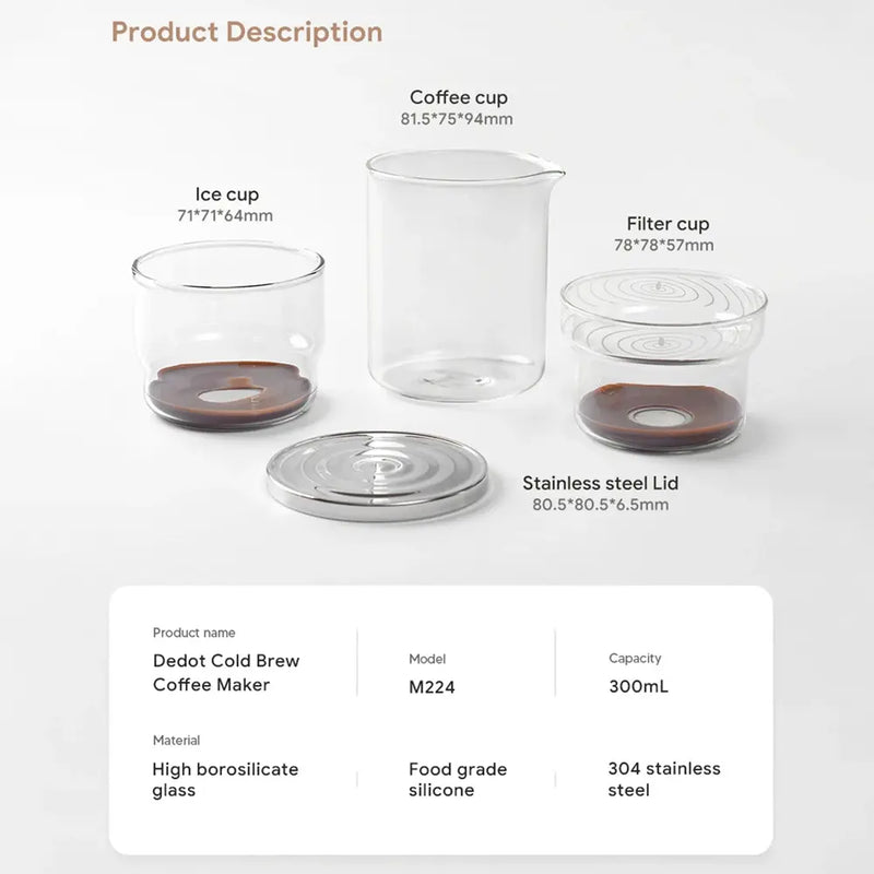 iCafilas Cold Brew Coffee Maker 300ml Capacity High Borosilicate Glass