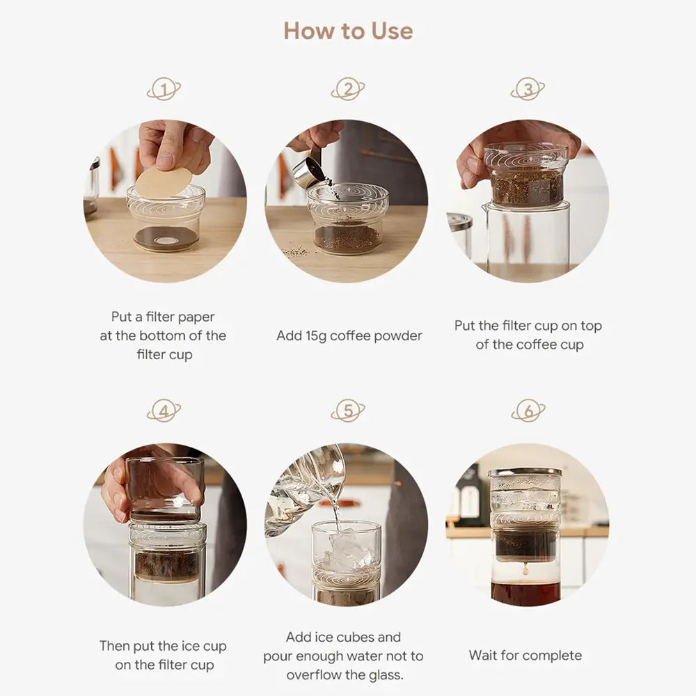 iCafilas Cold Brew Coffee Maker 300ml Capacity High Borosilicate Glass