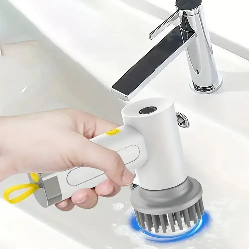 Portable Electric Spin Scrubber with 120-Min Battery Life 360° Rotation 4 Brush Heads Type-C Rechargeable