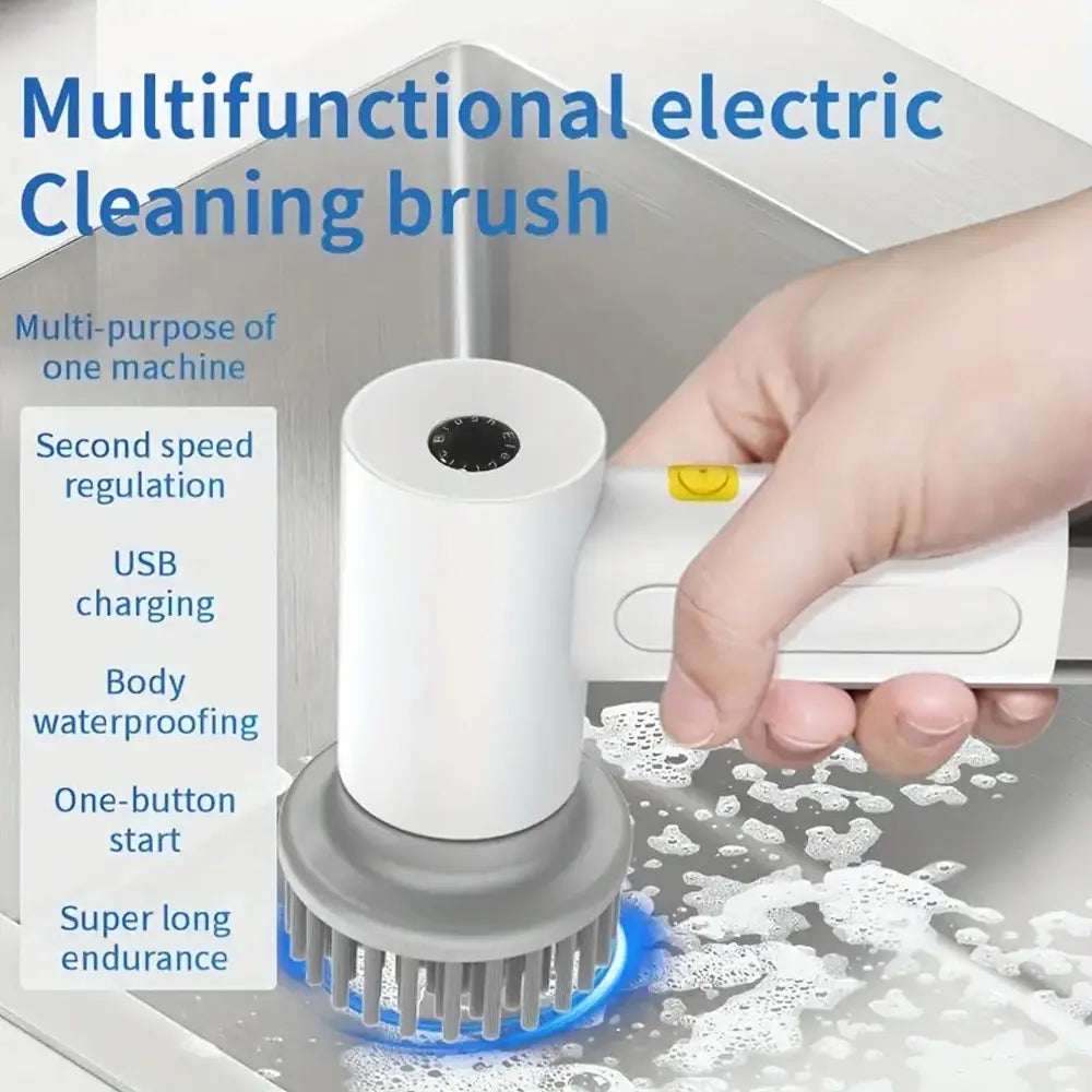 Portable Electric Spin Scrubber with 120-Min Battery Life 360° Rotation 4 Brush Heads Type-C Rechargeable