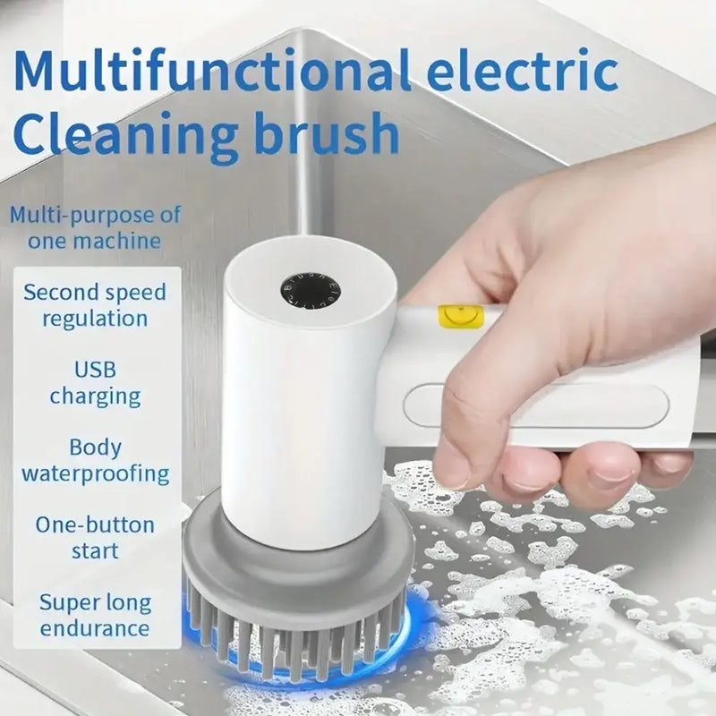 Portable Electric Spin Scrubber with 120-Min Battery Life 360° Rotation 4 Brush Heads Type-C Rechargeable