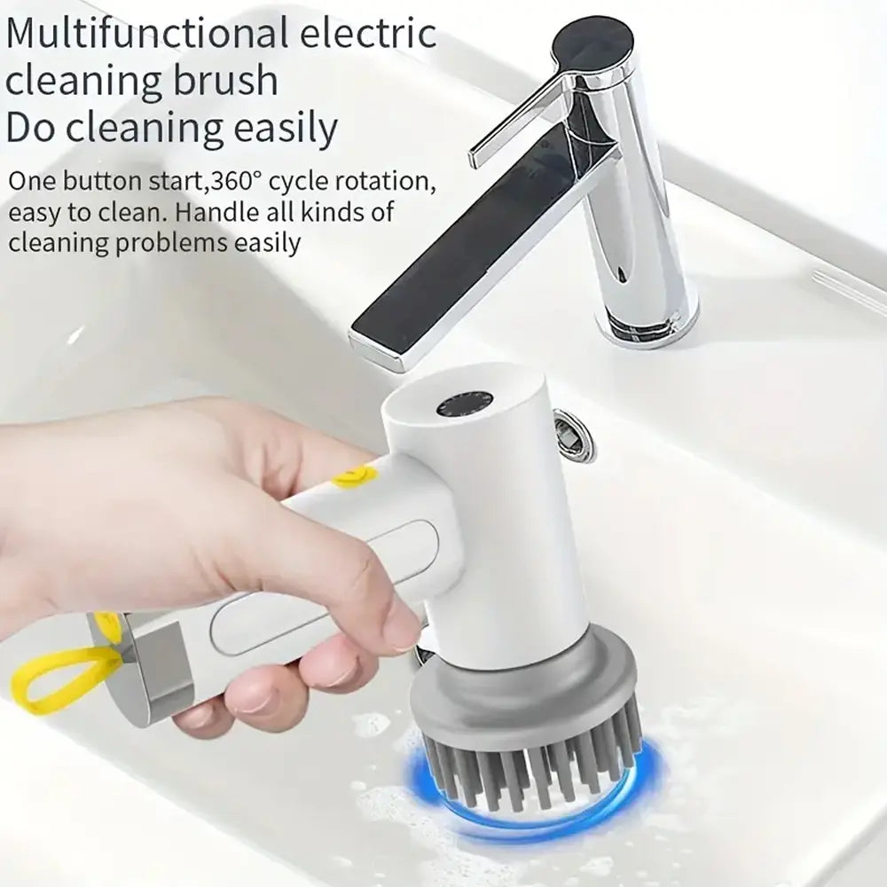 Portable Electric Spin Scrubber with 120-Min Battery Life 360° Rotation 4 Brush Heads Type-C Rechargeable