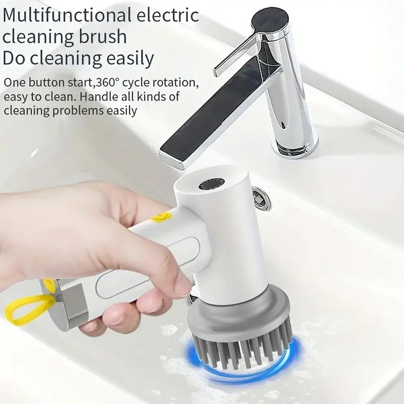Portable Electric Spin Scrubber with 120-Min Battery Life 360° Rotation 4 Brush Heads Type-C Rechargeable