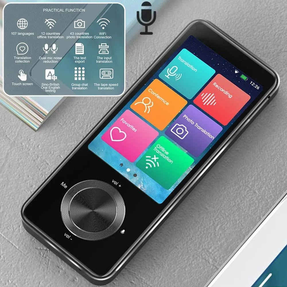 M9 Instant Voice Translator Two-Way Real Time Smart Translator Device with Camera & Touchscreen 1500mAh Type-C Rechargeable