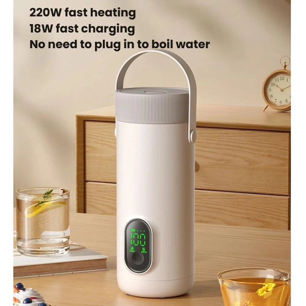 RK-3 Wireless Portable Electric Heating Travel Kettle with 6-Temperature Settings 18W Type-C Rechargeable – White