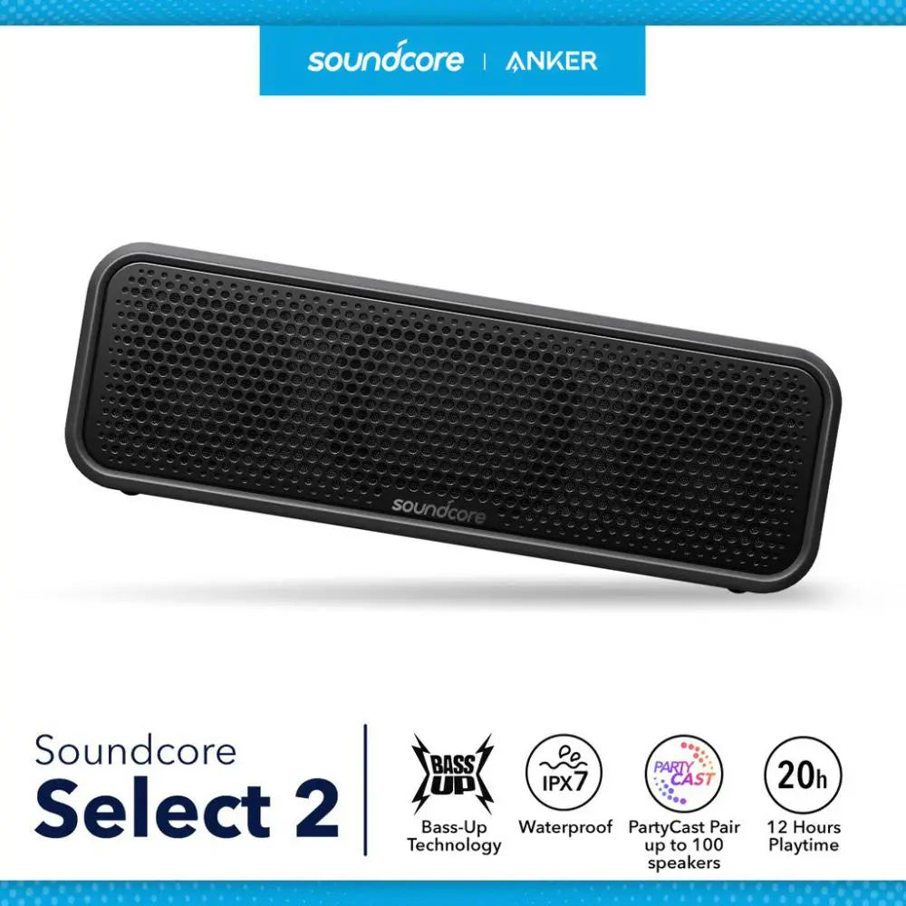 Anker Soundcore Select 2 Portable Waterproof Bluetooth Speaker 20 Hours Playback USB-C Rechargeable