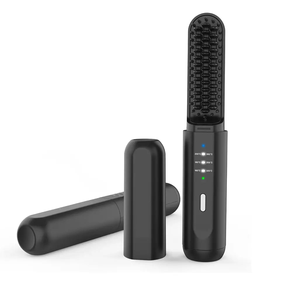 Portable Cordless Beard Straightener Brush For Men With Anti-Scald & Ionic Technology, 3 Temperature Setting