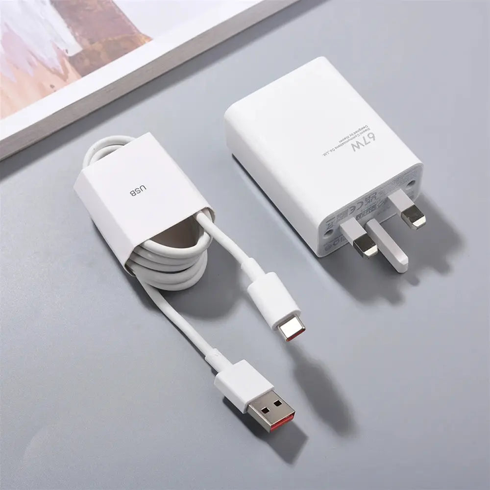 Power Fast Charging Adapter with USB-A to USB-C Compact Dual Port Universal Compatible 67W