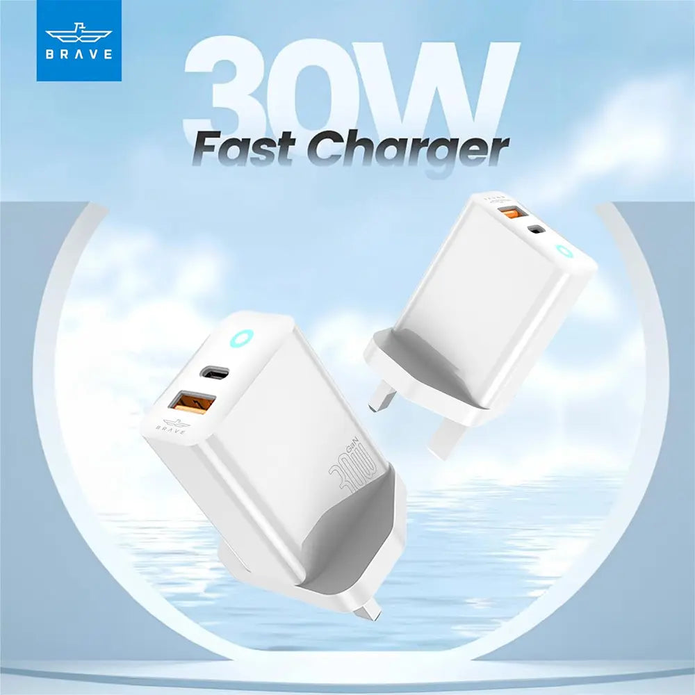 Brave 30W Dual Port Fast USB Charger Plug