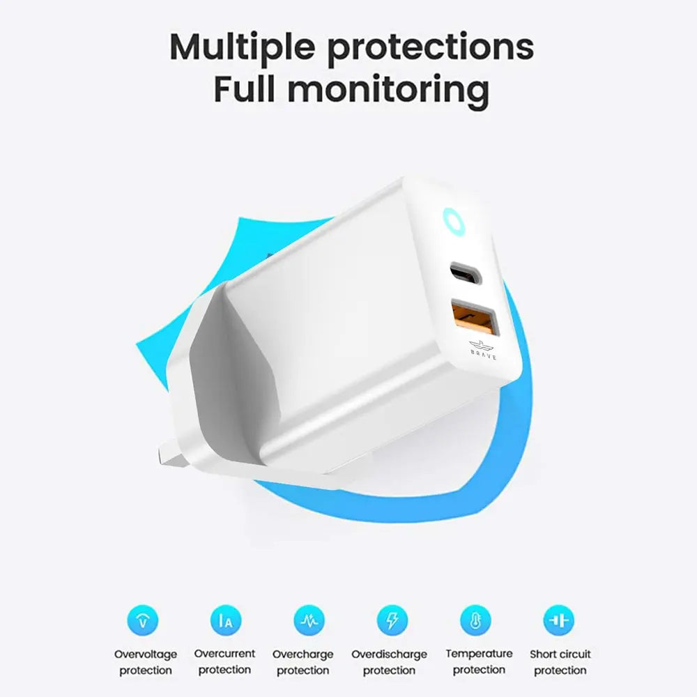 Brave 30W Dual Port Fast USB Charger Plug