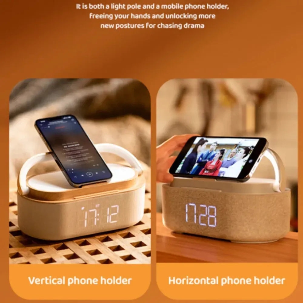 Portable Wireless Charger Speaker With LED Lamp 15W 2500mAh Battery