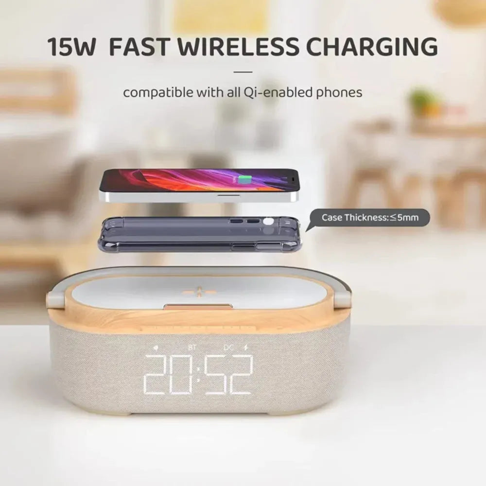 Portable Wireless Charger Speaker With LED Lamp 15W 2500mAh Battery