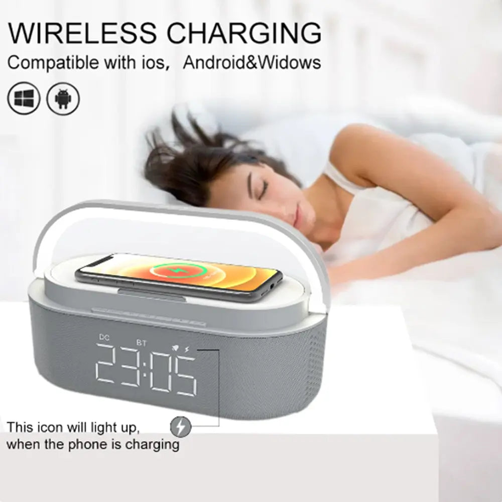 Portable Wireless Charger Speaker With LED Lamp 15W 2500mAh Battery