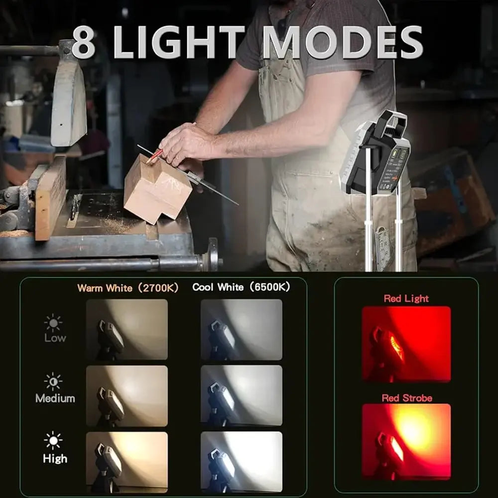 Multifunctional Work Light with Telescopic Base With 3000 Lumens Type-C Rechargeable