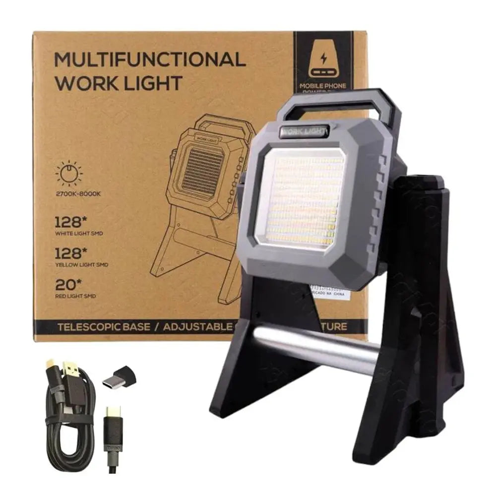 Multifunctional Work Light with Telescopic Base With 3000 Lumens Type-C Rechargeable