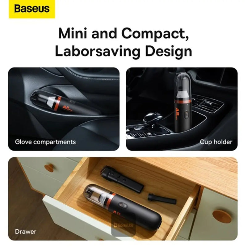 Baseus A2 Pro Car Vacuum Cleaner With High-Speed Noiseless Motor 2000mAh – Black