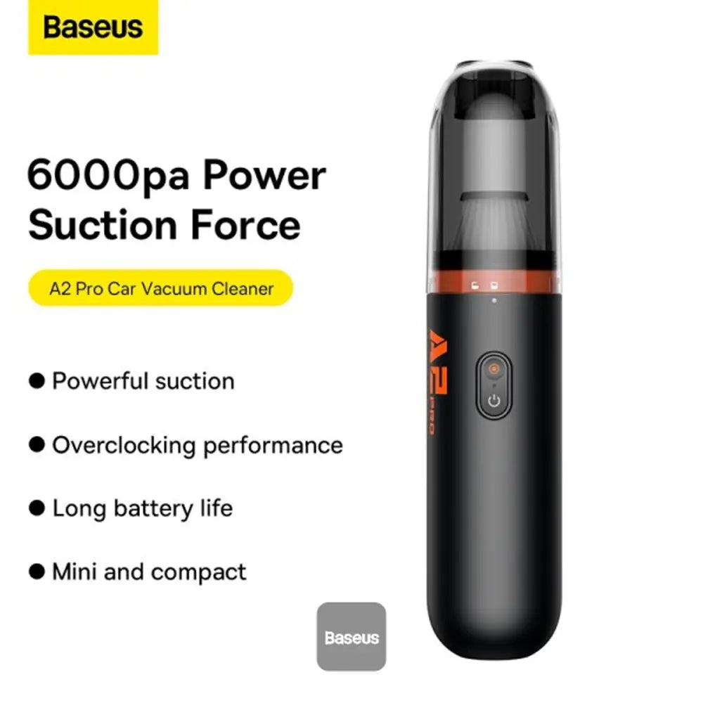 Baseus A2 Pro Car Vacuum Cleaner With High-Speed Noiseless Motor 2000mAh – Black