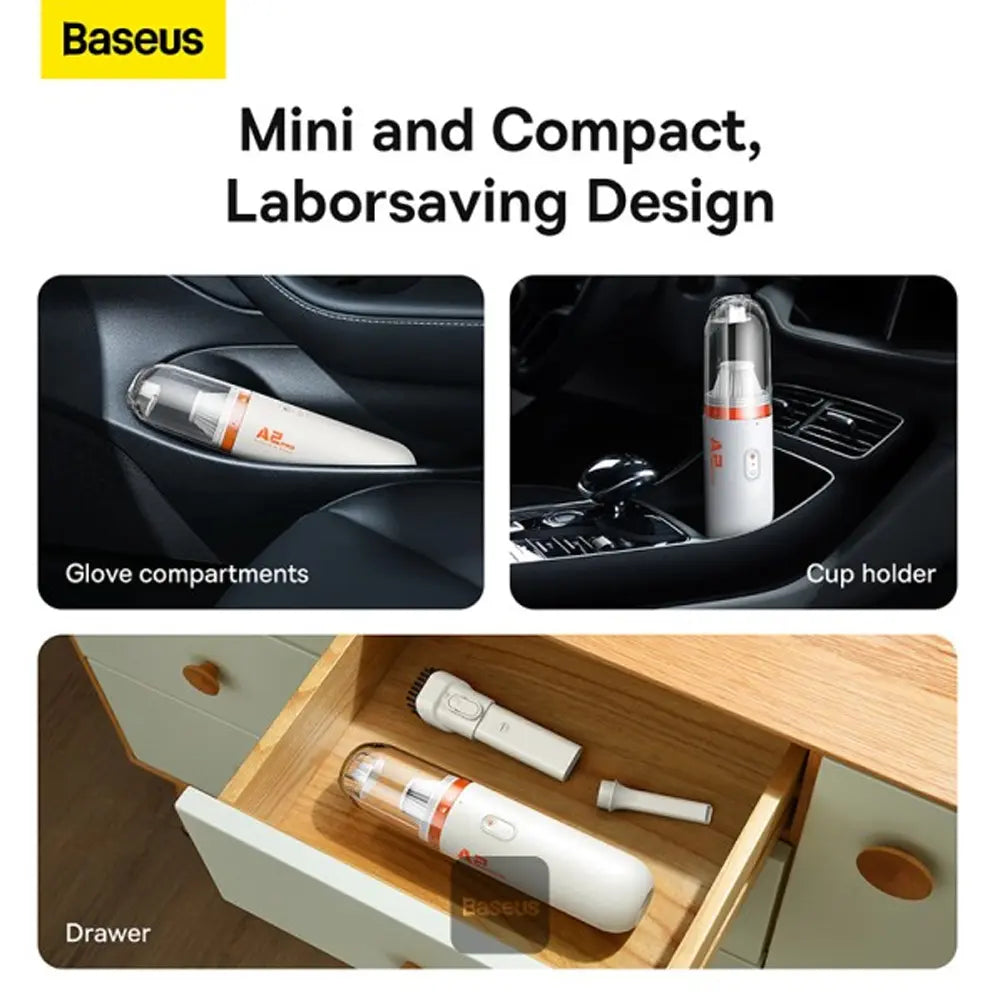 Baseus A2 Pro Car Vacuum Cleaner With High-Speed Noiseless Motor 2000mAh – White