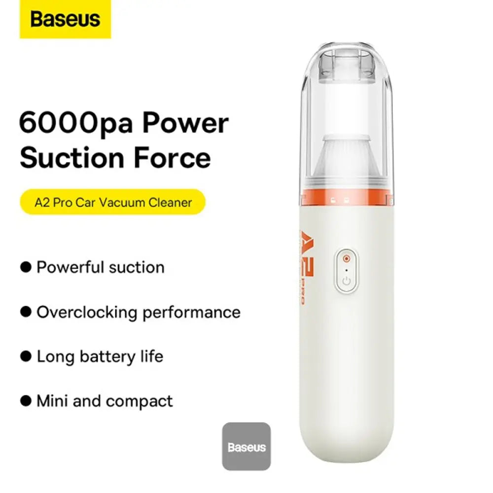 Baseus A2 Pro Car Vacuum Cleaner With High-Speed Noiseless Motor 2000mAh – White