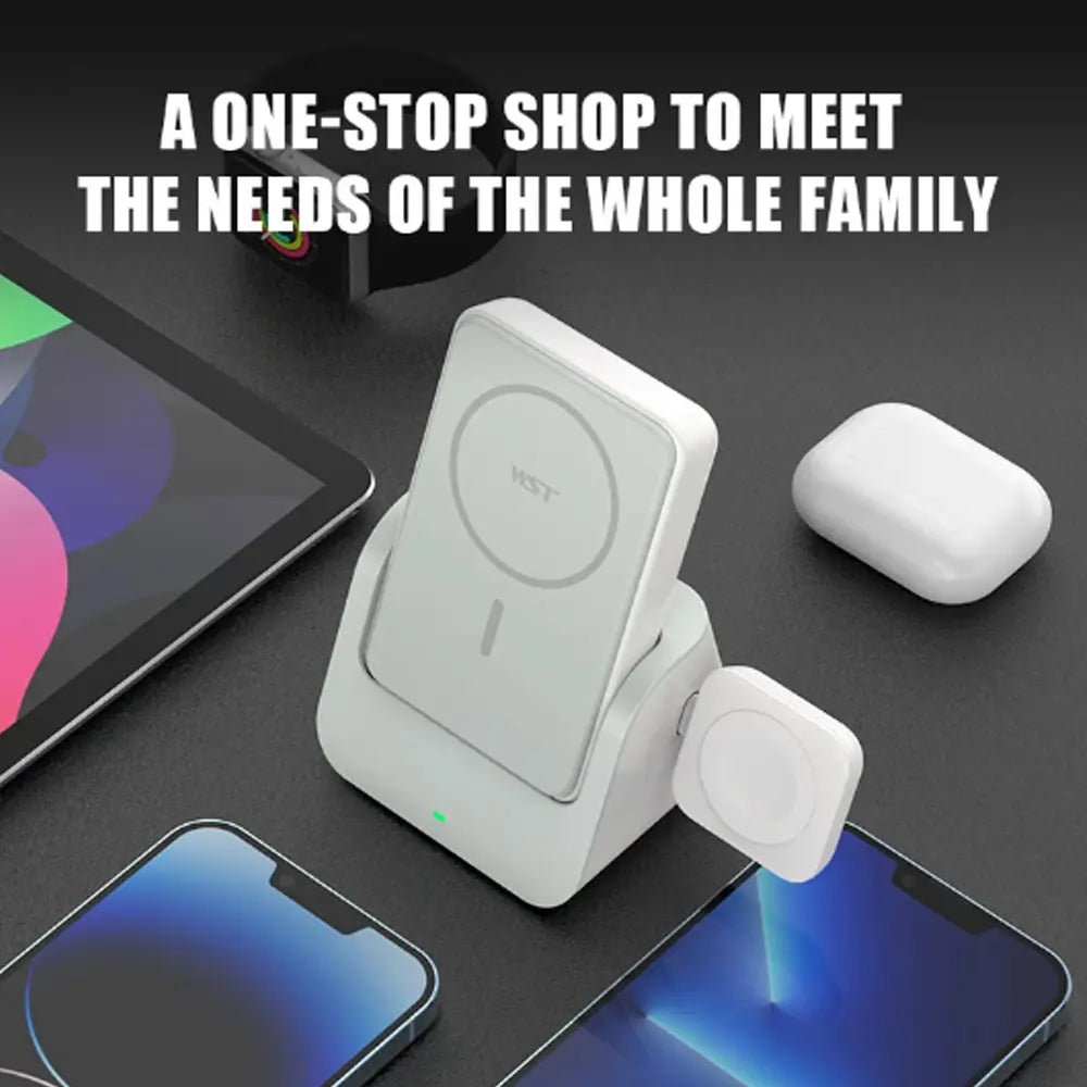 WST 3-in-1 MagSafe Wireless Power Bank 10000mAh 15W Type-C Rechargeable