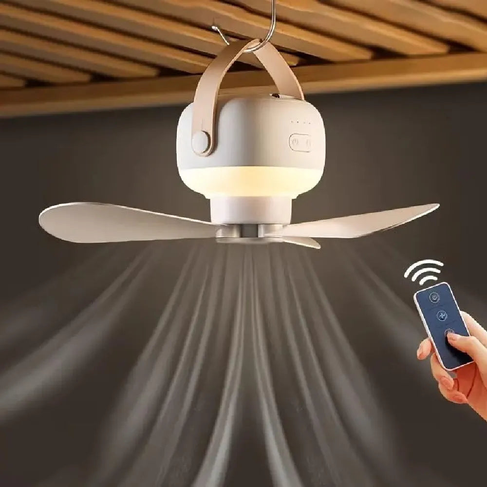 Portable Ceiling Fan with Lamp Detachable 4 Speeds USB Powered