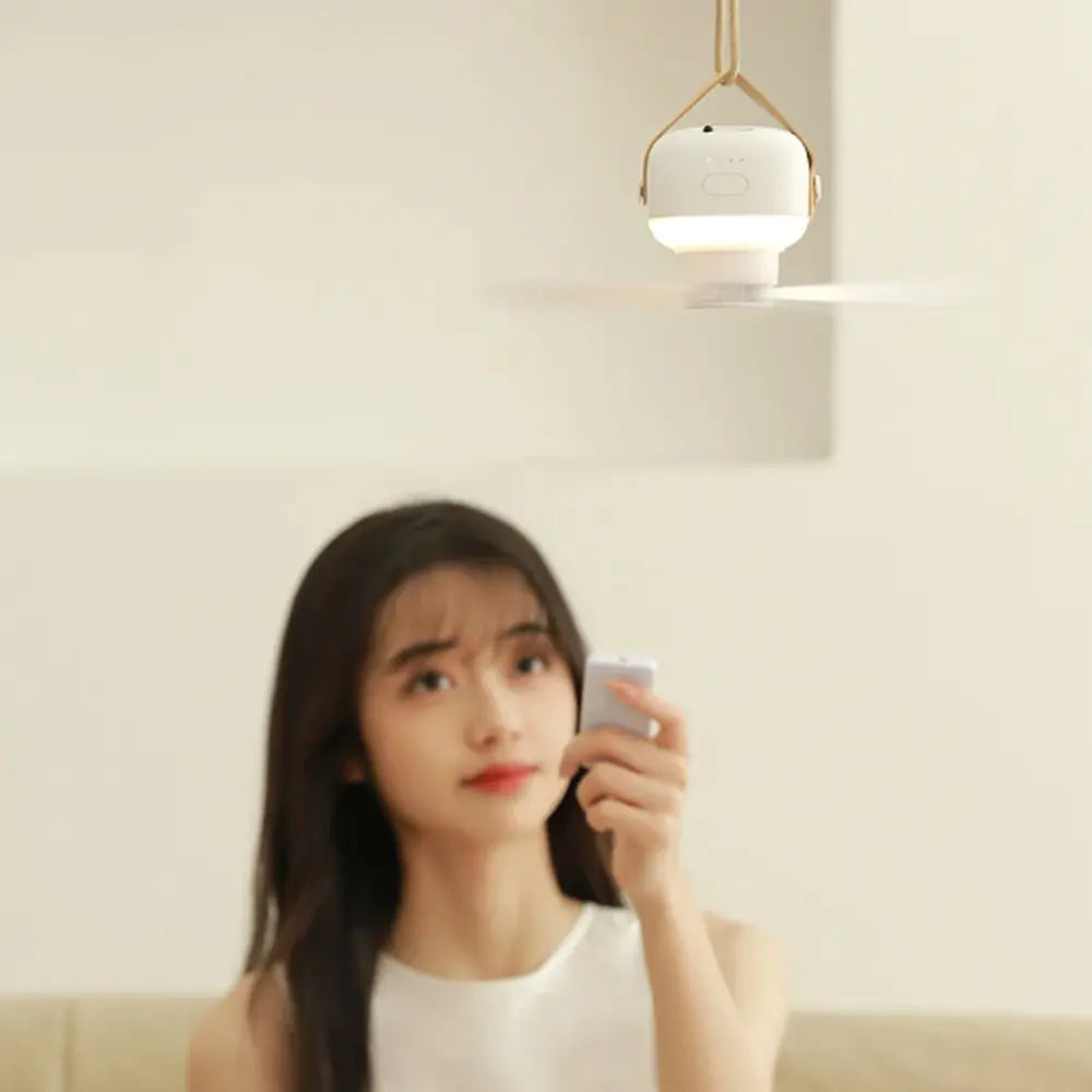 Portable Ceiling Fan with Lamp Detachable 4 Speeds USB Powered