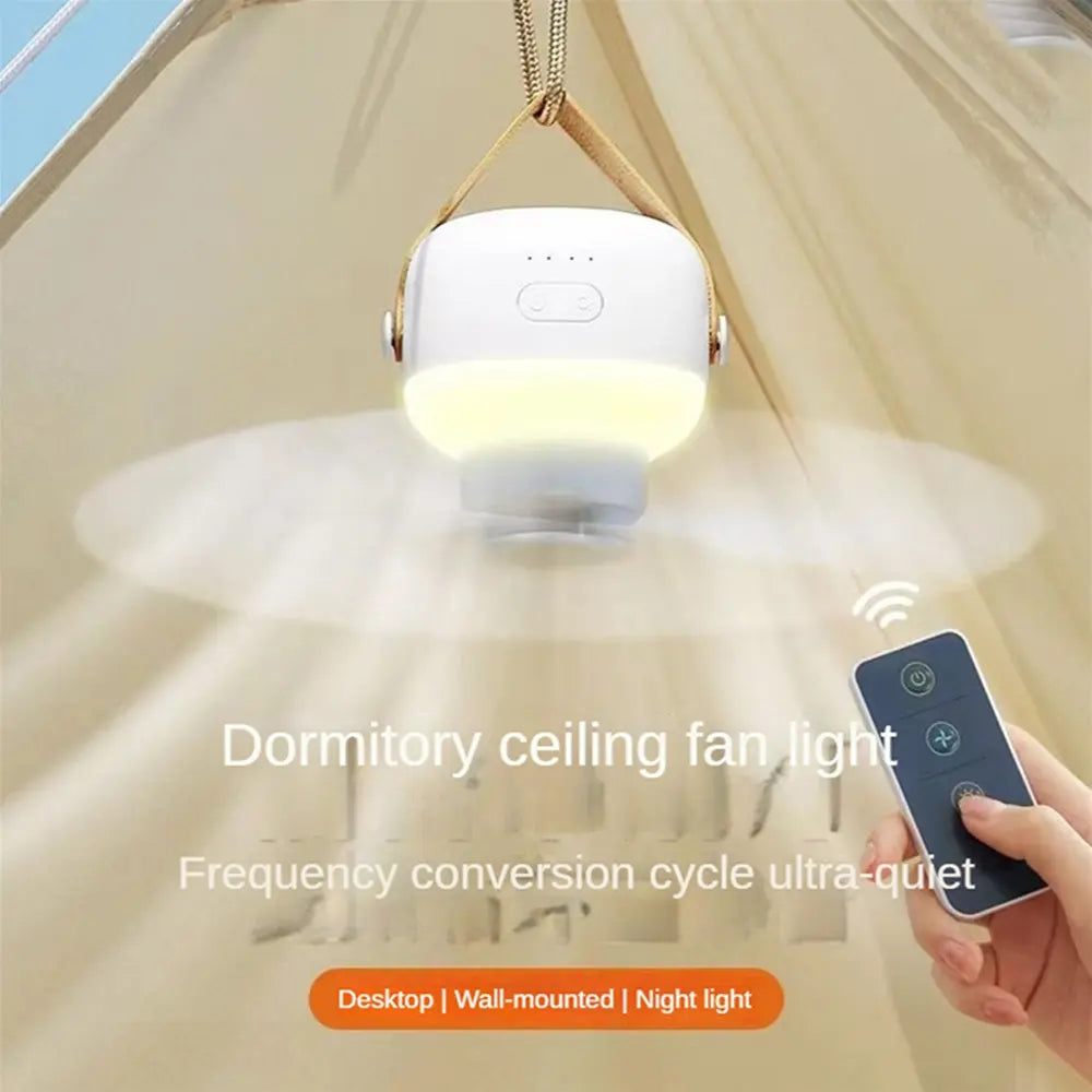 Portable Ceiling Fan with Lamp Detachable 4 Speeds USB Powered