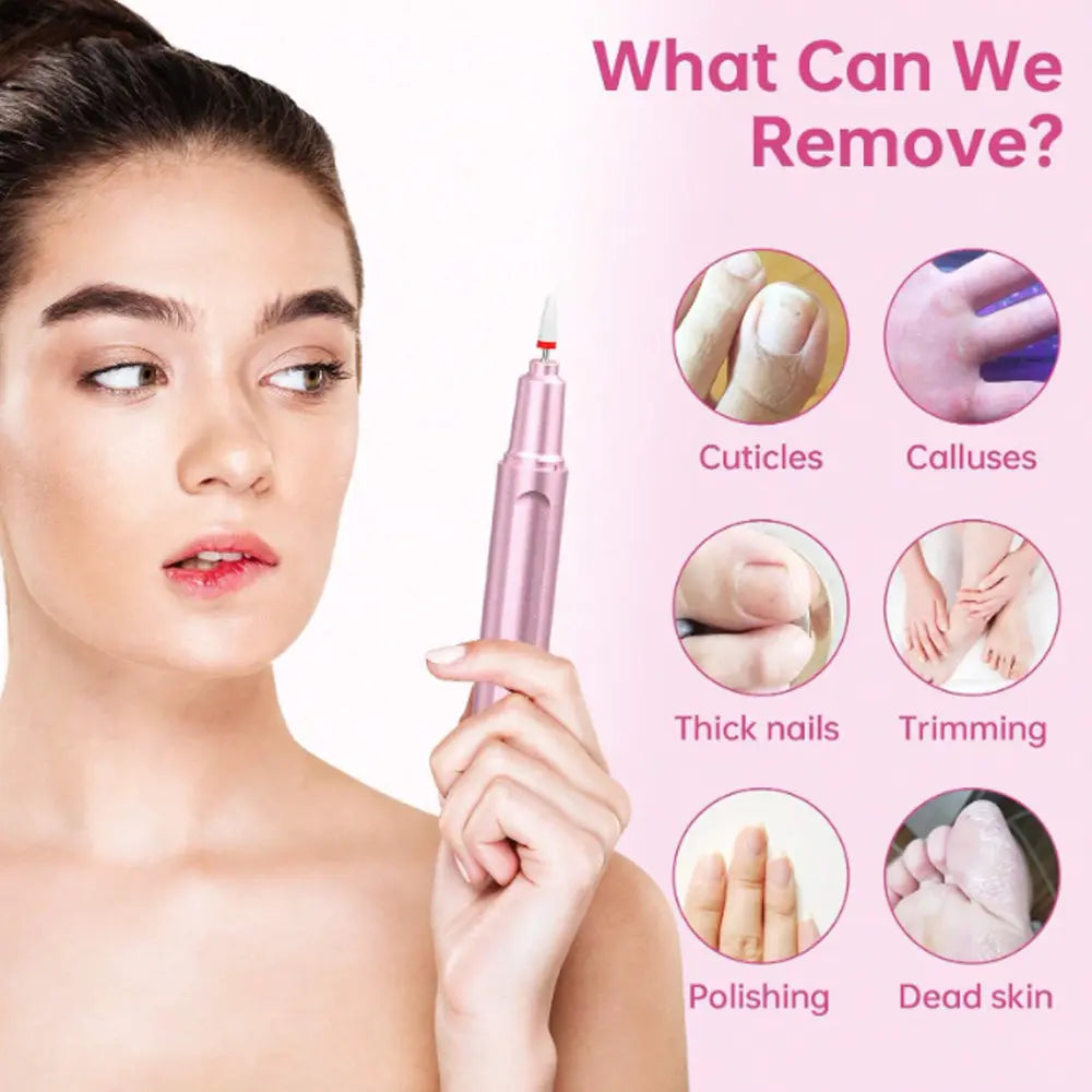 Portable Electric Nail Drill Machine with 9pcs Nail Drill Bits Type-C Rechargeable 2-5H Battery Life