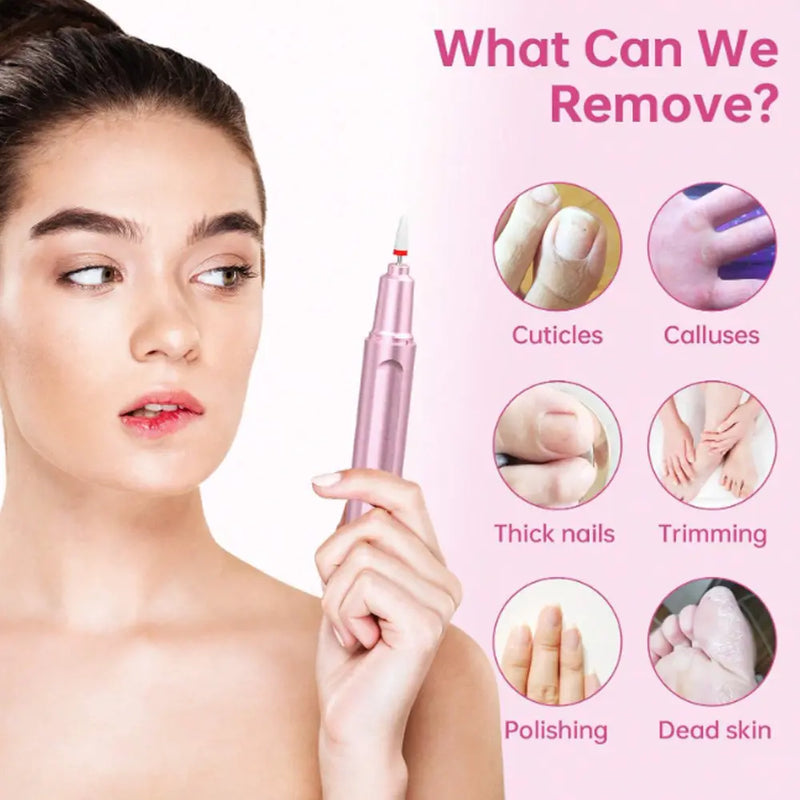 Portable Electric Nail Drill Machine with 9pcs Nail Drill Bits Type-C Rechargeable 2-5H Battery Life