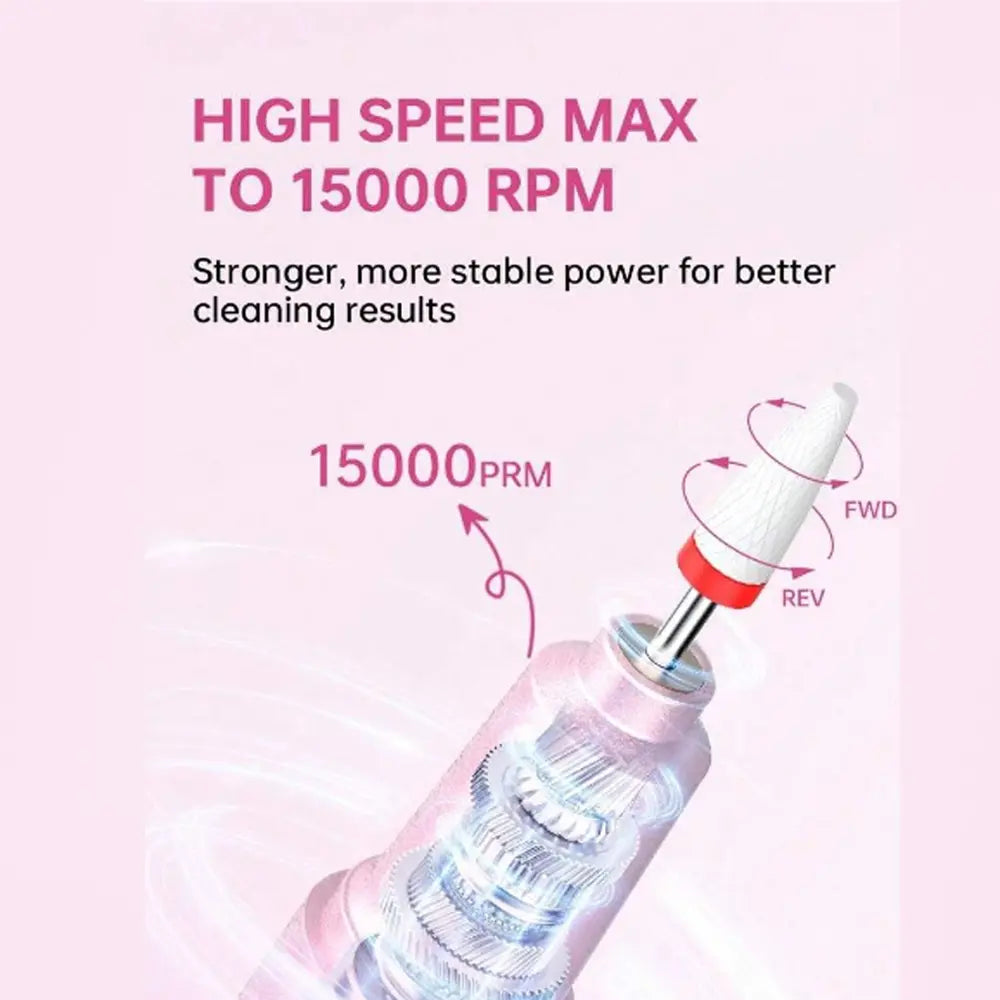 Portable Electric Nail Drill Machine with 9pcs Nail Drill Bits Type-C Rechargeable 2-5H Battery Life