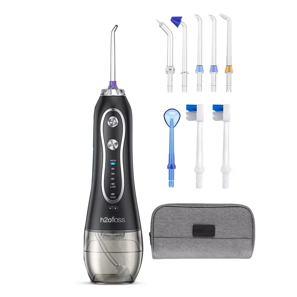 H2ofloss Portable Powerful Water Flosser Dental Oral Irrigator With 7 Replaceable Nozzle 300mL Water Tanks 2500mAh