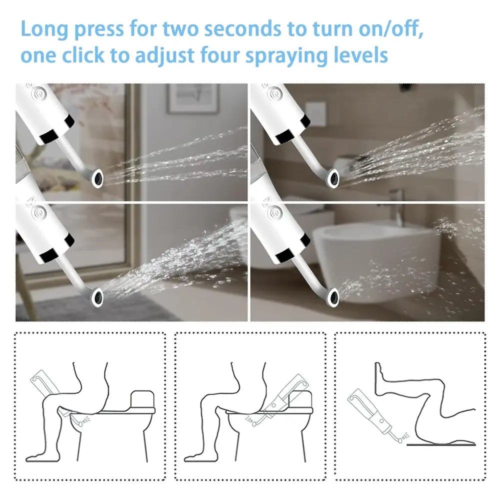 Llest Electric Portable Bidet Sprayer 4 Pressure Options 250ml 500mAh Type-C Rechargeable
