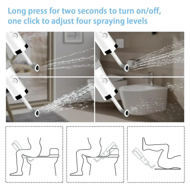 Llest Electric Portable Bidet Sprayer 4 Pressure Options 250ml 500mAh Type-C Rechargeable