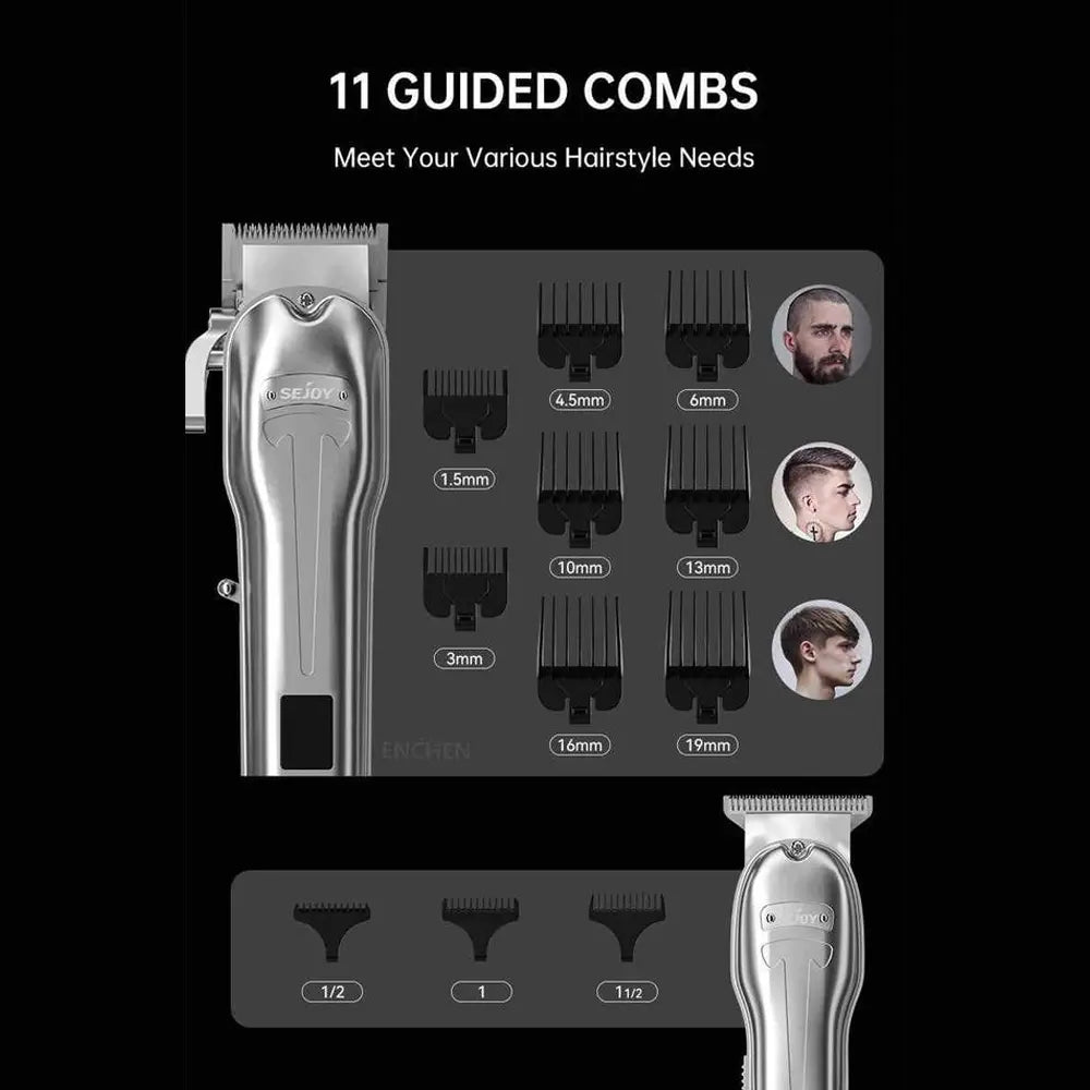Sejoy Men’s Electric Clipper Set Type- C Rechargeable With 4 Length Combs Ceramic Sharp Angle Blade