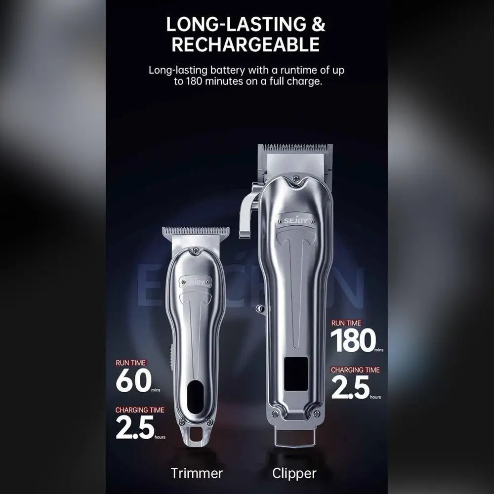 Sejoy Men’s Electric Clipper Set Type- C Rechargeable With 4 Length Combs Ceramic Sharp Angle Blade