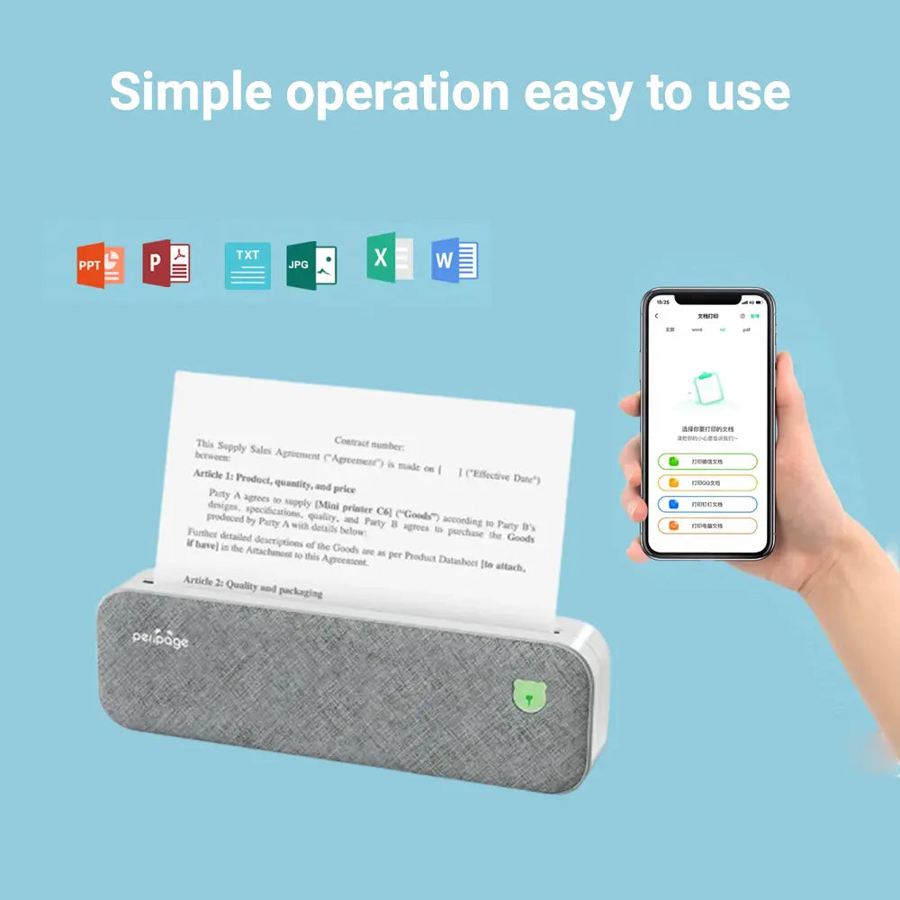 PeriPage A4 Wireless Portable Thermal Printer 203DPI/304DPI Resolution 5200mAh