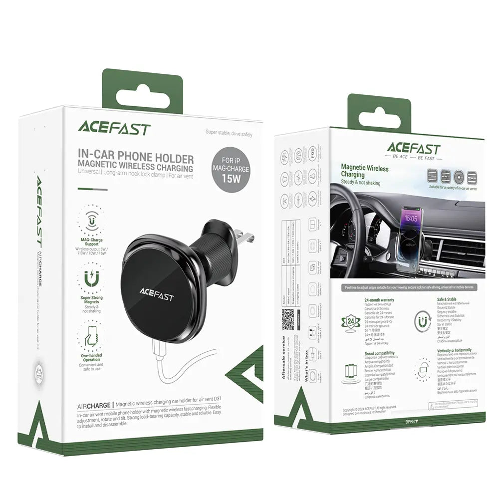 Acefast D31 magnetic wireless charging car holder for air vent