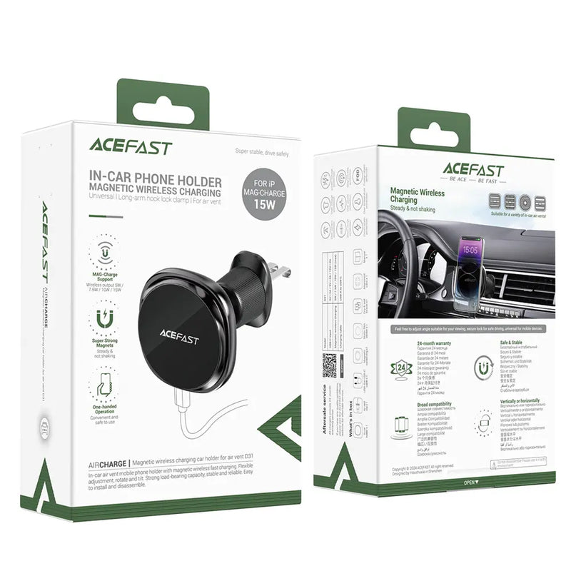 Acefast D31 magnetic wireless charging car holder for air vent
