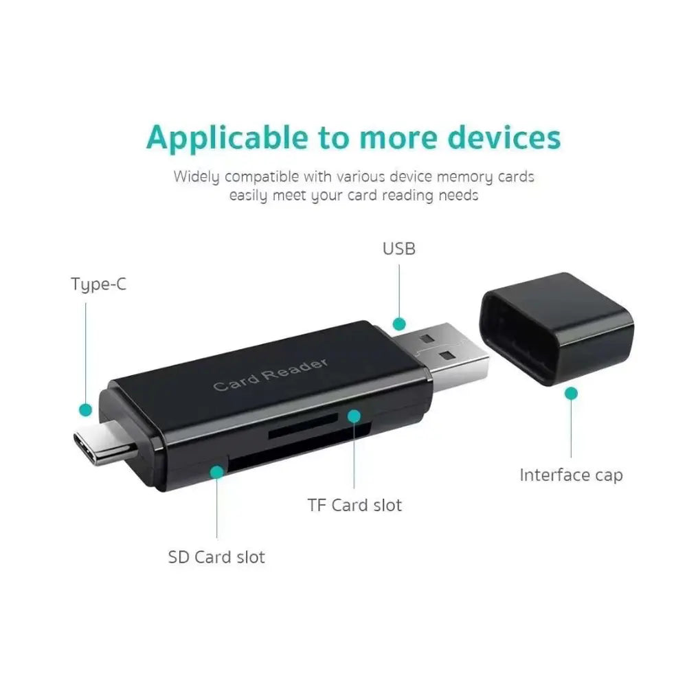 Coteetci 2 in 1 Card Reader USB + Type-C