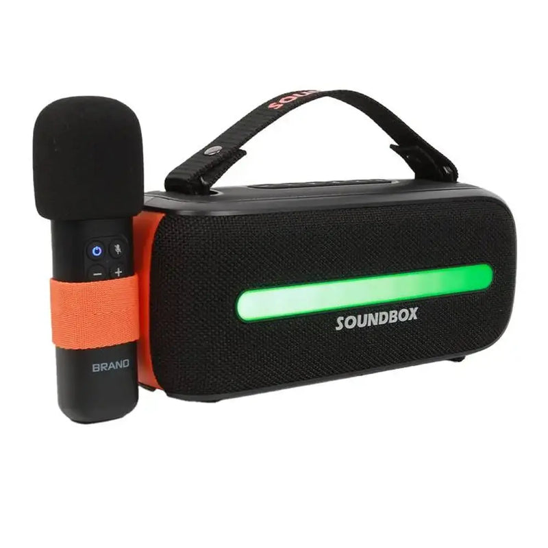 Porodo Soundtec Speaker with Wireless Microphone 24W 3600mAh/3.7V Battery 6 Hours Playtime – Black