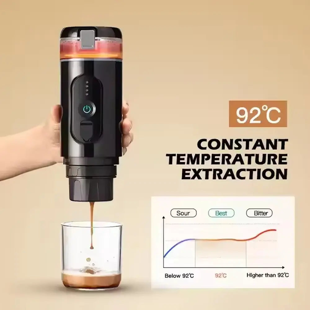 Espresso Coffee Maker 60ml Brewing Capacity Stainless Steel Wireless Heating 18Bar USB Type-C Rechargeable