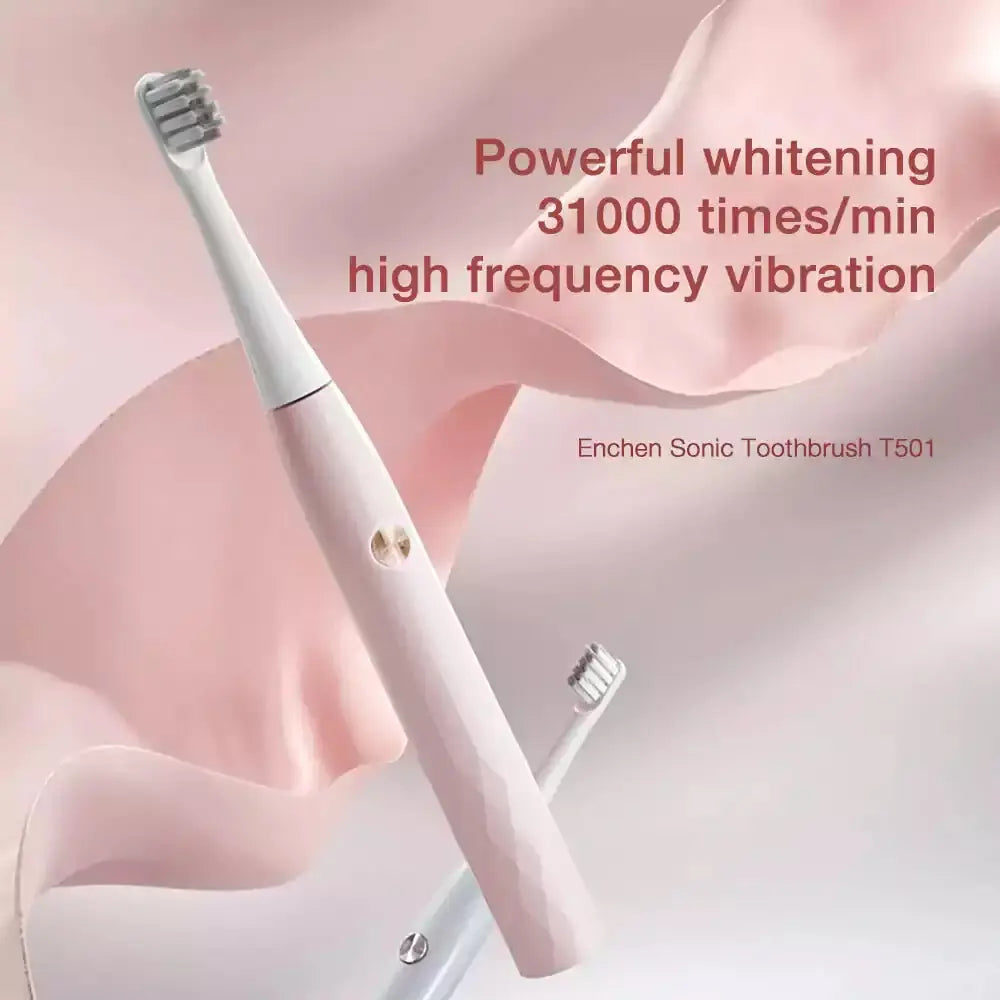Enchen T501 Sonic Electric Toothbrush Fully Automatic With 3 Cleaning Modes USB Rechargeable - Pink