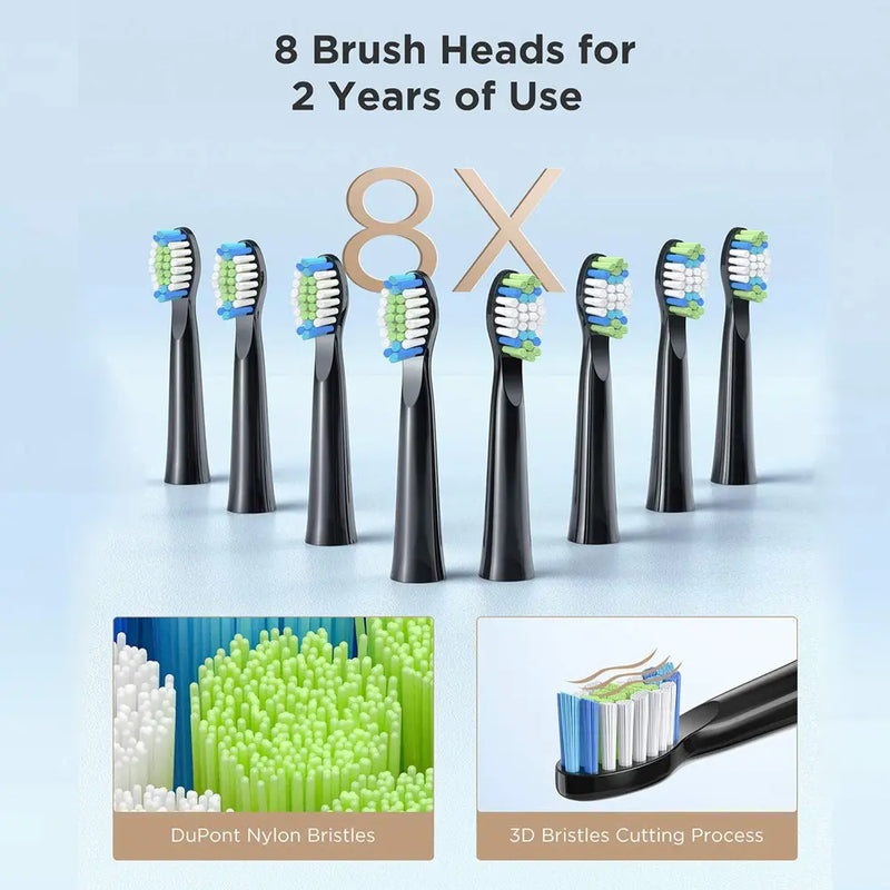 Fairywill E11 Electric Toothbrush with 8 Bursh Heads 5 Modes USB Rechargeable
