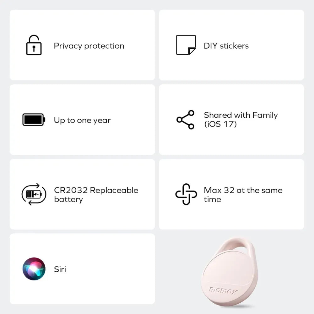 Momax BR10 PinPop Lite Find My Tracker - Pink