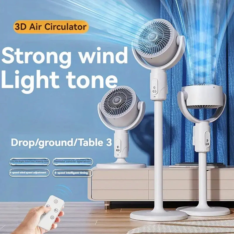 F1 Remote Control Operated Air Circulation Fan 10W Adjustable Height Type-C Rechargeable